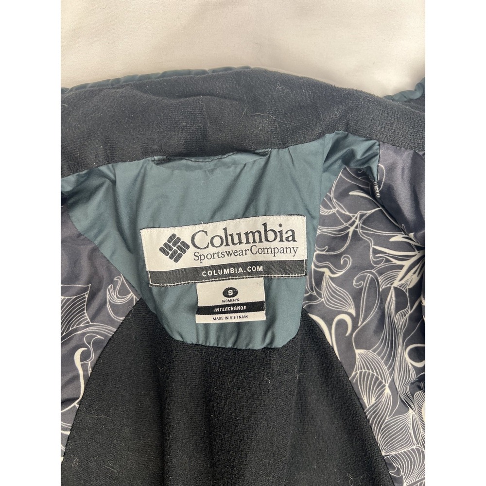 Vintage Columbia Interchange Puffer Jacket Women's M Black Sm Embroidered Swirls - Picture 11 of 16